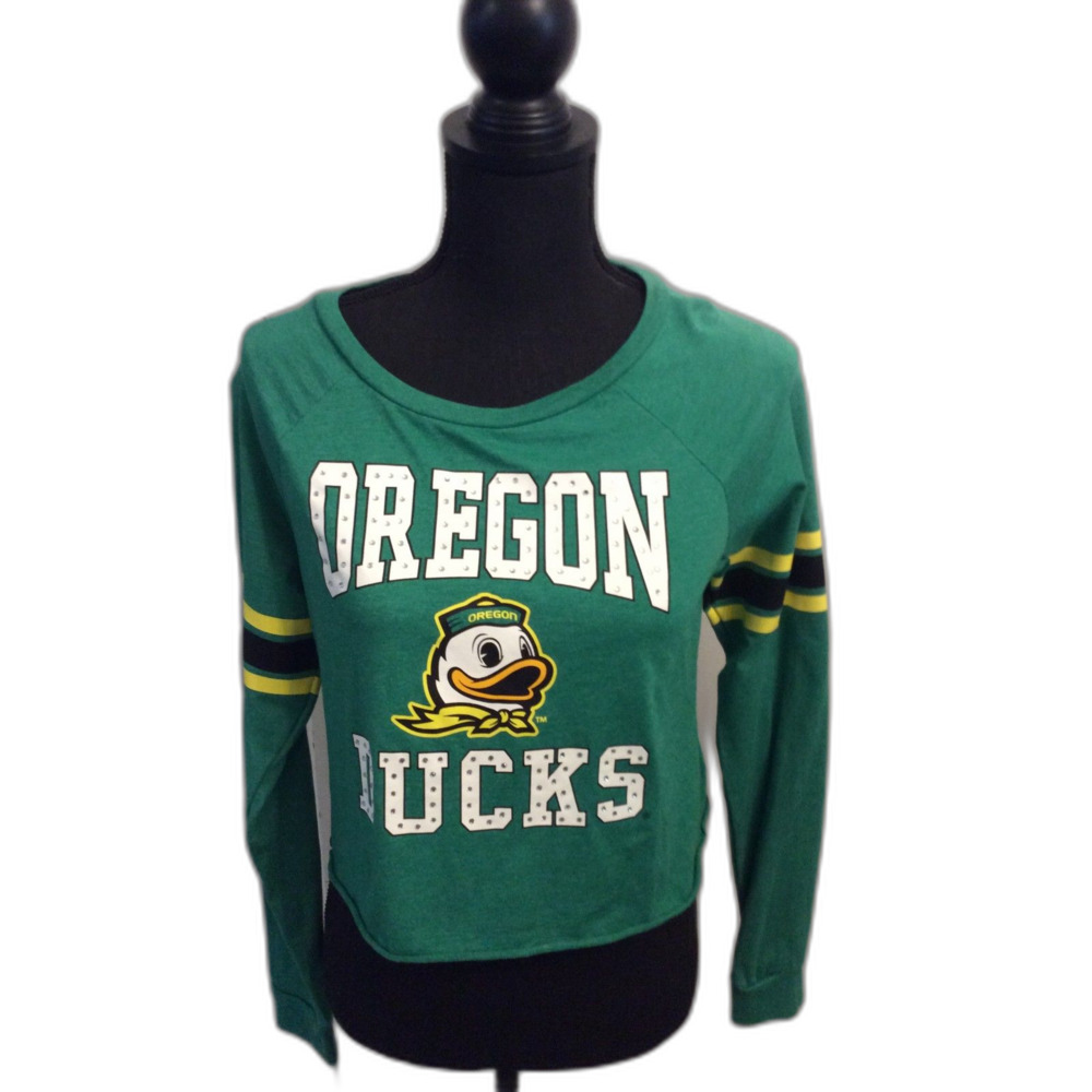 Oregon Ducks Crop Long Sleeve Jersey T Shirt EUC Small Women's